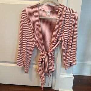 LAKE Kimono Pajama Set red and white stripe